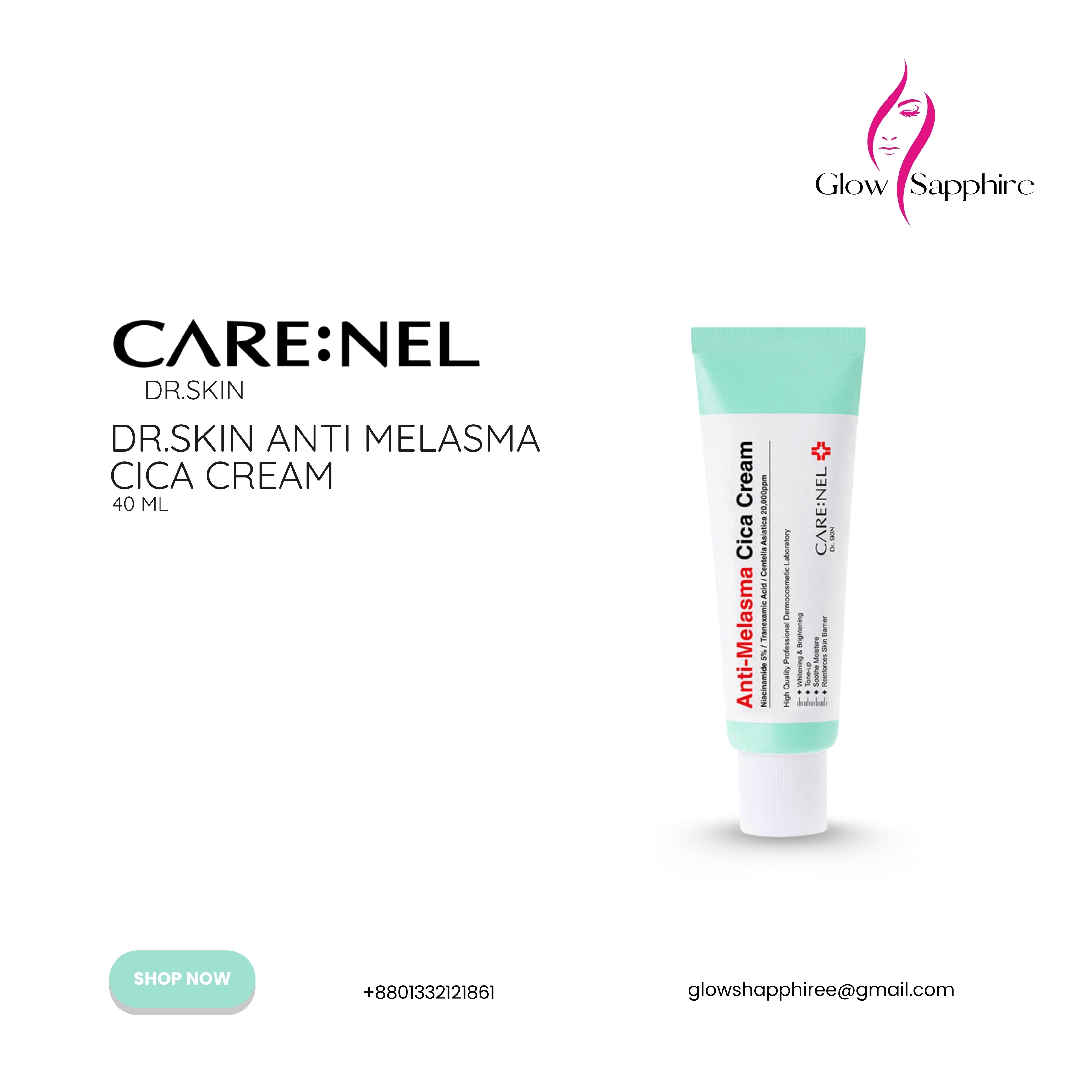 Care:NEL Dr.Skin Anti Melasma Cica Cream - 40ml