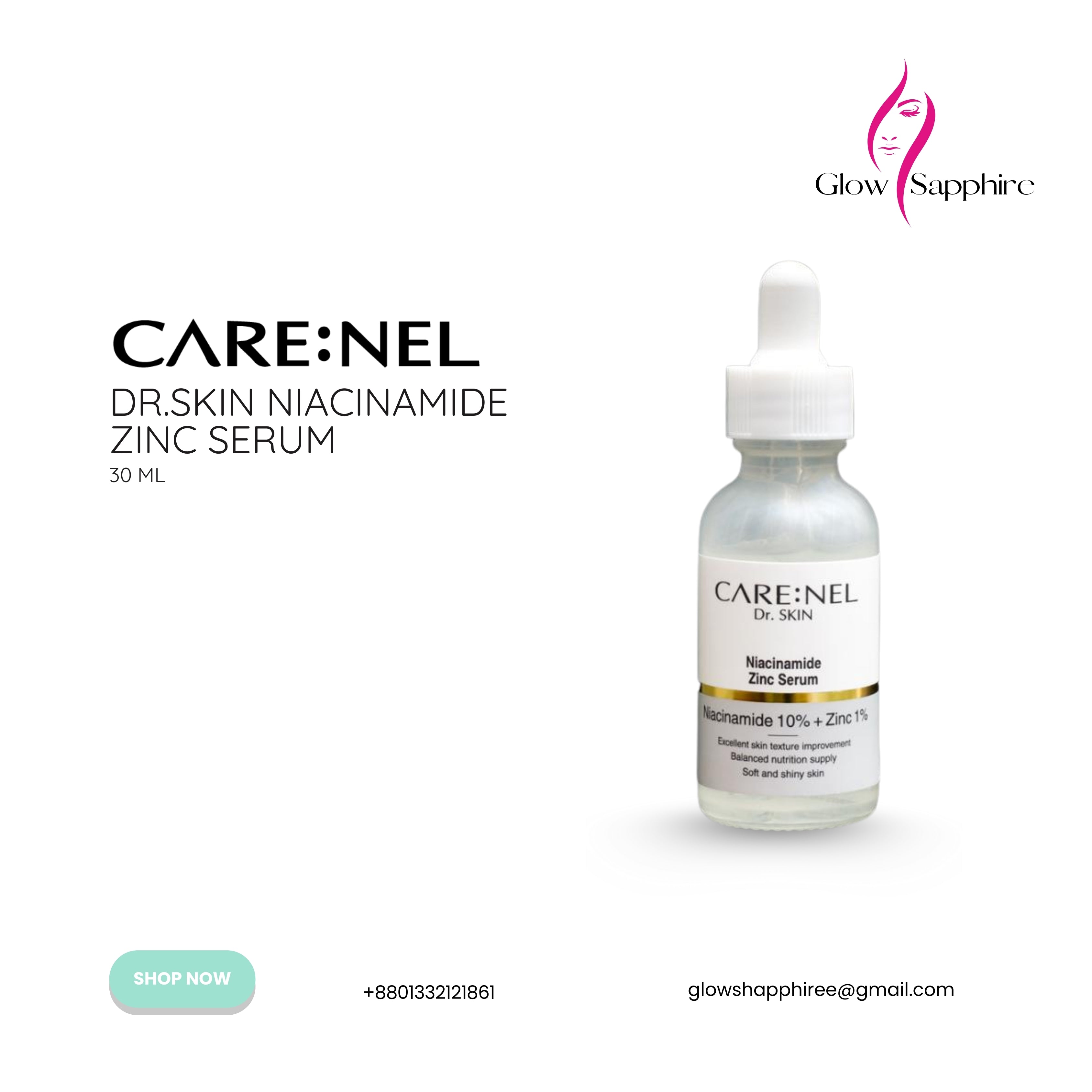 Care:NEL Dr.Skin Niacinamide Zinc Serum - 30ml